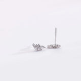 925 Sterling Silver Oval Zircon CZ Stud Earring Piercing Clips