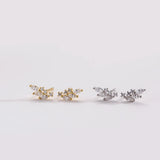 925 Sterling Silver Oval Zircon CZ Stud Earring Piercing Clips