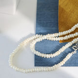 925 Silver Pearl Charm Choker Necklace Long Chain Women Jewelry