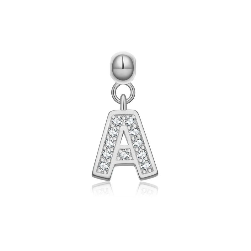 925 Silver Letter A-Z Pendant Charm Beads for Necklace Making