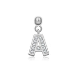 925 Silver Letter A-Z Pendant Charm Beads for Necklace Making