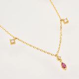 925 Silver Pink Zircon Rose Charm Choker Necklace Wedding Jewelry