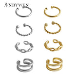 925 Silver Plain Ear Cuffs Punk Earring Clips Party Jewelry