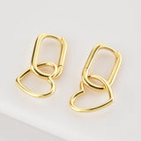 925 Silver Square Heart Hoops Drop Earrings Women Jewelry