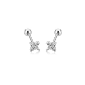 925 Silver Rainbow Zircon Stud Earrings Piercing