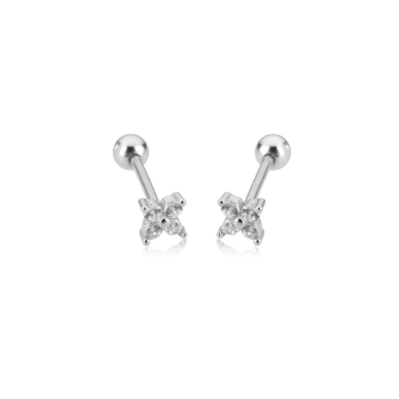 925 Silver Rainbow Zircon Stud Earrings Piercing