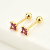 925 Silver Rainbow Zircon Stud Earrings Piercing