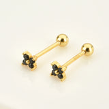 925 Silver Rainbow Zircon Stud Earrings Piercing