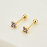 925 Silver Rainbow Zircon Stud Earrings Piercing