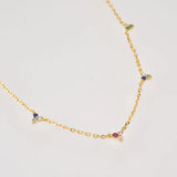 925 Sterling Silver Rainbow Zircon Charm Choker Necklace