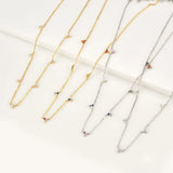 925 Sterling Silver Rainbow Zircon Charm Choker Necklace