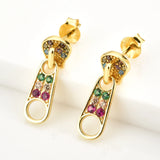 925 Silver Rainbow Zircon CZ Drop Earrings Women Wedding Jewels