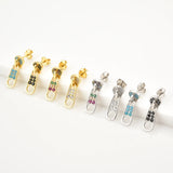 925 Silver Rainbow Zircon CZ Drop Earrings Women Wedding Jewels