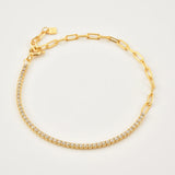925 Silver Rainbow Zircon Chain Bracelet Rock Punk Colorful CZ Gift