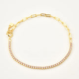 925 Silver Rainbow Zircon Chain Bracelet Rock Punk Colorful CZ Gift