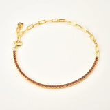 925 Silver Rainbow Zircon Chain Bracelet Rock Punk Colorful CZ Gift