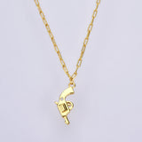 925 Silver Gun Pendant Necklace European Jewelry