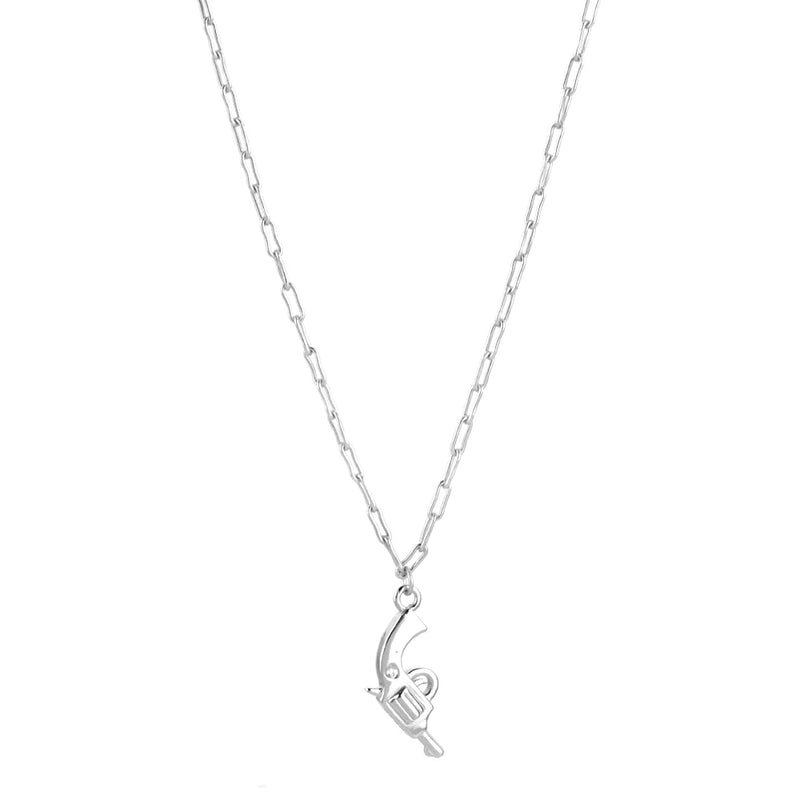 925 Silver Gun Pendant Necklace European Jewelry