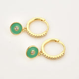 925 Silver Red Enamel Circle Coins Drop Earrings Lucky Eye Party Jewelry