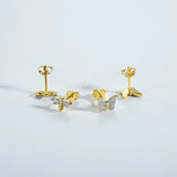 925 Silver Butterfly Stud Earring Dragonfly Piercing Bees Clips