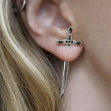 925 Silver Slay Gagger Single Long Earring Women CZ Jewelry