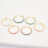 925 Silver Enamel Ring Resizable Purple Pink Women Jewelry
