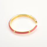 925 Silver Enamel Ring Resizable Purple Pink Women Jewelry