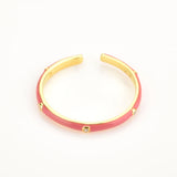 925 Silver Enamel Ring Resizable Purple Pink Women Jewelry