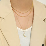 925 Silver Moon Pendant Chain Necklace Rock Punk Women