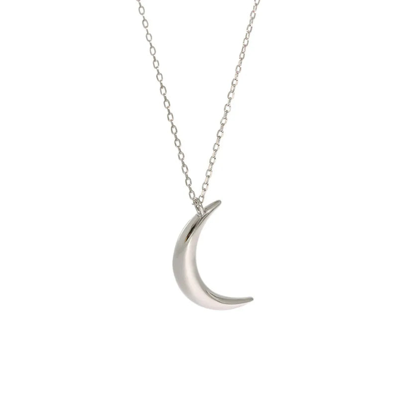 925 Silver Moon Pendant Chain Necklace Rock Punk Women