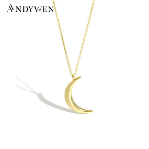 925 Silver Moon Pendant Chain Necklace Rock Punk Women