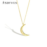 925 Silver Moon Pendant Chain Necklace Rock Punk Women