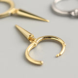 925 Sterling Silver Slim Spike Drop Earring Rock Punk Jewelry