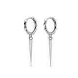 925 Sterling Silver Slim Spike Drop Earring Rock Punk Jewelry