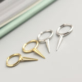925 Sterling Silver Slim Spike Drop Earring Rock Punk Jewelry