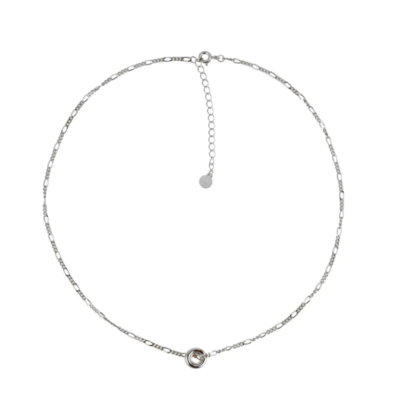 925 Sterling Silver Locker Chain Necklace Three Circle Choker