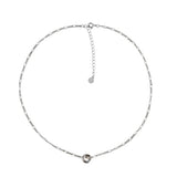 925 Sterling Silver Locker Chain Necklace Three Circle Choker
