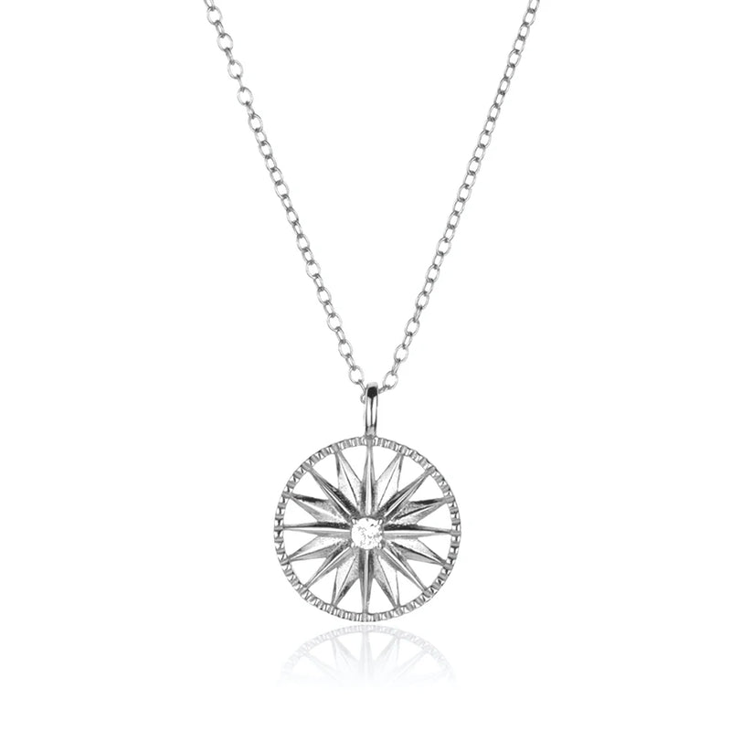 925 Silver Spike Coins Pendant Long Chain Rock Punk Winter