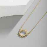 925 Silver Spike Sun Flower Pendant Necklace Winter Fine Jewelry