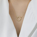925 Silver Spike Sun Flower Pendant Necklace Winter Fine Jewelry