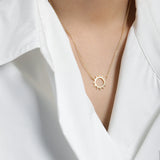 925 Silver Spike Sun Flower Pendant Necklace Winter Fine Jewelry