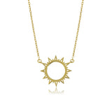 925 Silver Spike Sun Flower Pendant Necklace Winter Fine Jewelry