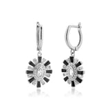 925 Silver Rose Red Oval Drop Earring Clips CZ Jewelry