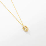 925 Silver Square CZ Sentiment Pendant Long Chain Drop Necklace