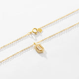 925 Silver Square CZ Sentiment Pendant Long Chain Drop Necklace