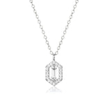 925 Silver Square CZ Sentiment Pendant Long Chain Drop Necklace