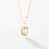 925 Silver Square CZ Sentiment Pendant Long Chain Drop Necklace