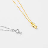 925 Silver Key Pendant Necklace Long Chain Crystal Jewels
