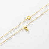 925 Silver Key Pendant Necklace Long Chain Crystal Jewels