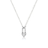 925 Sterling Silver Square Heart Padlock Necklace Women Drop Key Love Choker